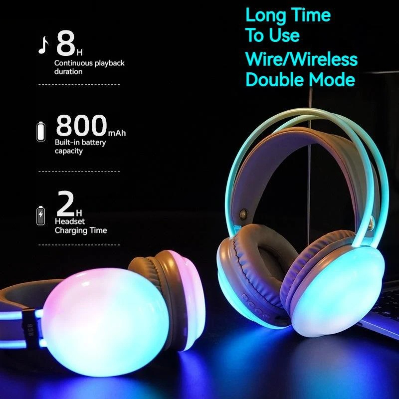 Gaming Headset Rgb - Беспроводные Bluetooth-наушники для геймеров, RGB плавная