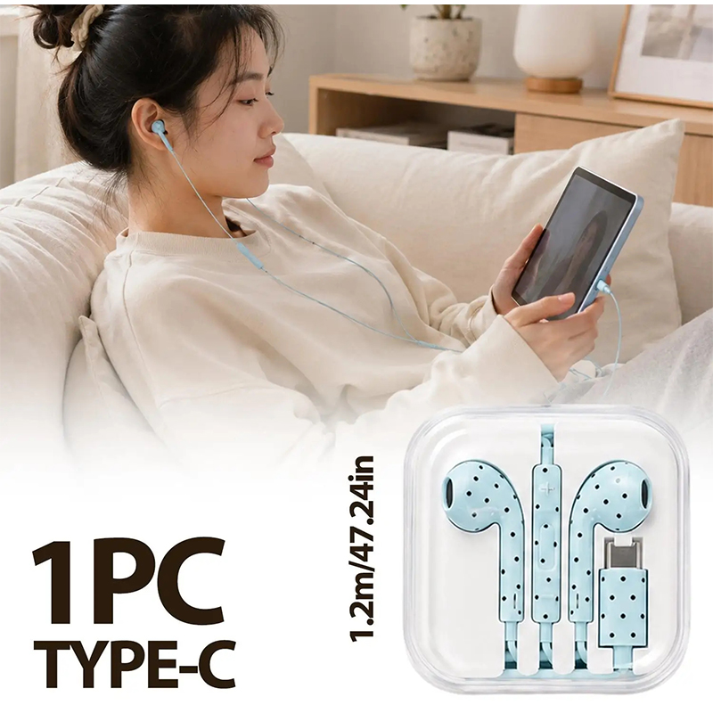 Wired Earphone Mic - Внутриканальные наушники с узором в горошек