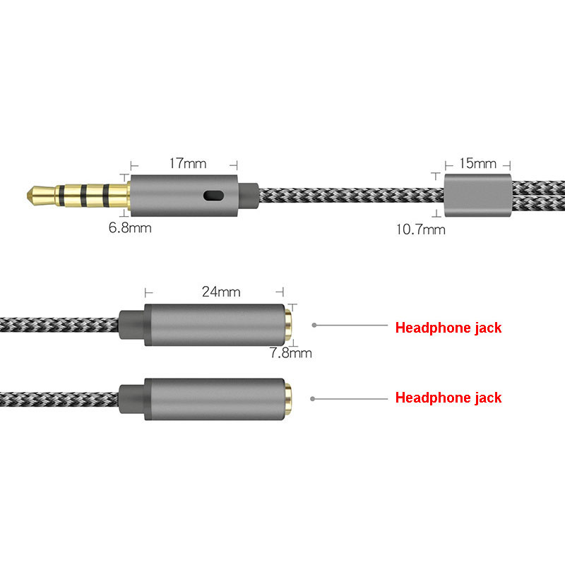 Плетеный аудиокабель-разветвит – обзор и цена Earphone Splitter Jack